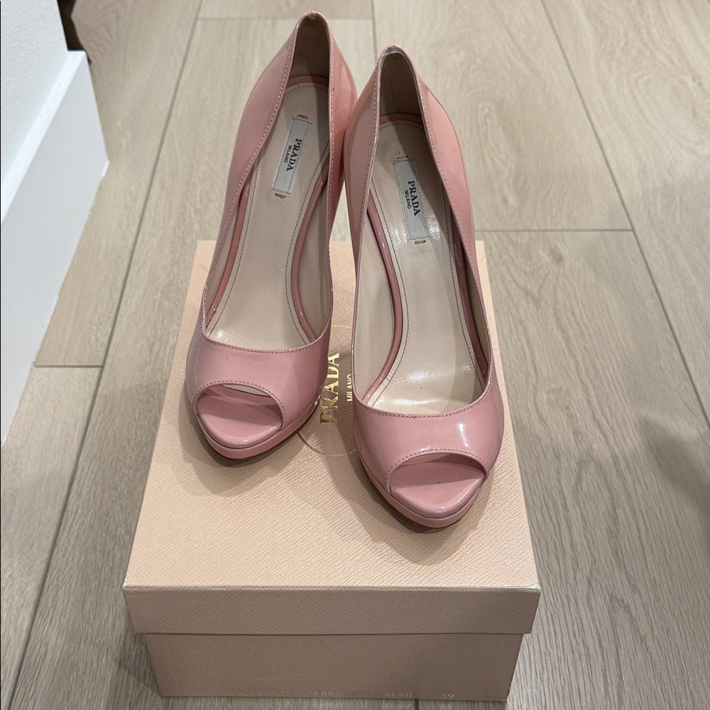 Prada Blush Pink Peep-Toe Heels